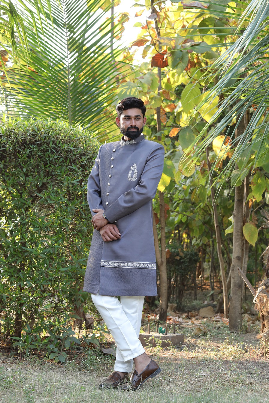 Pretty Mili With Sequence & Moti Work Indo- Western For Men